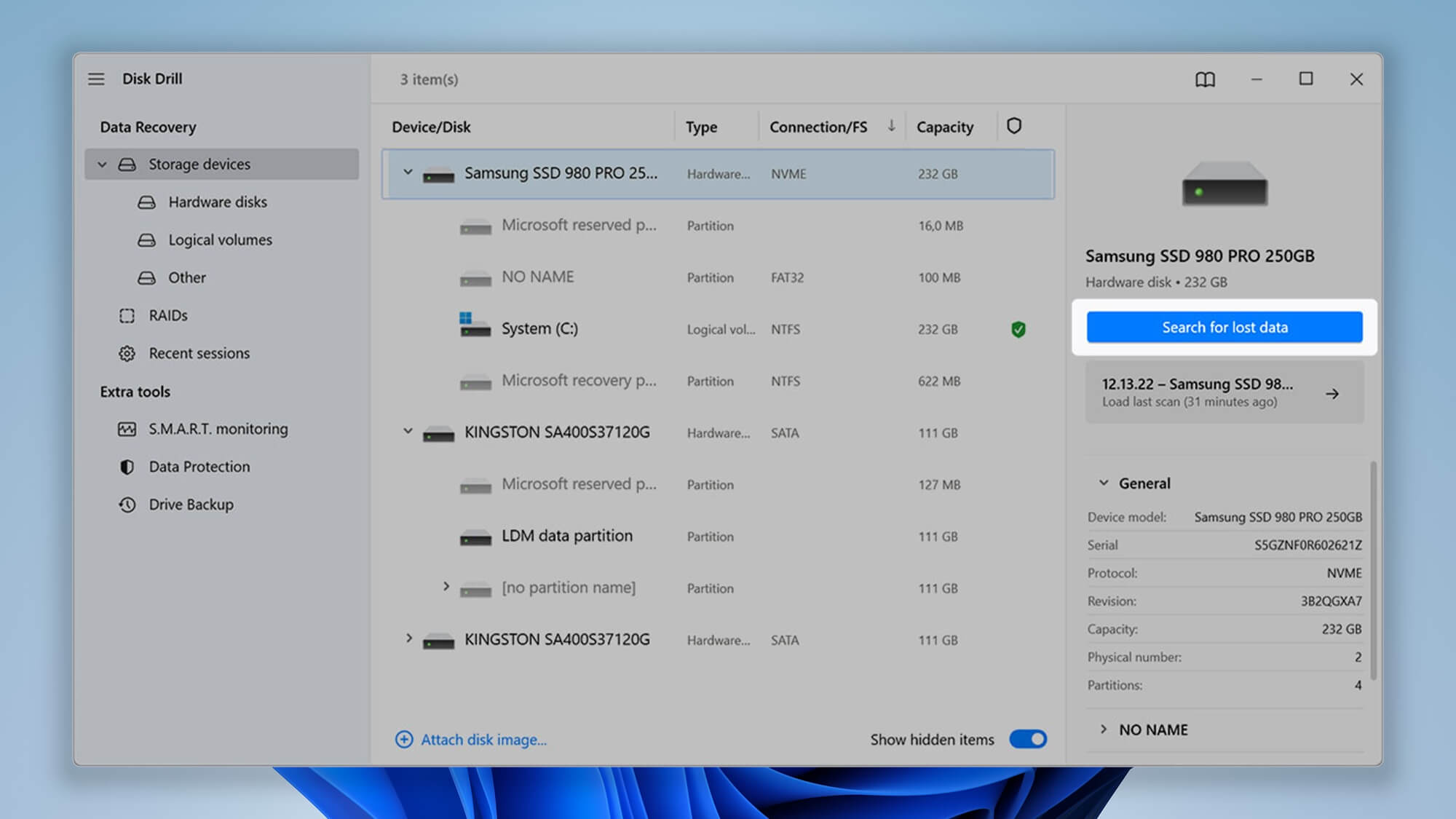 find specific lost item in disk drill step 1 windows 11