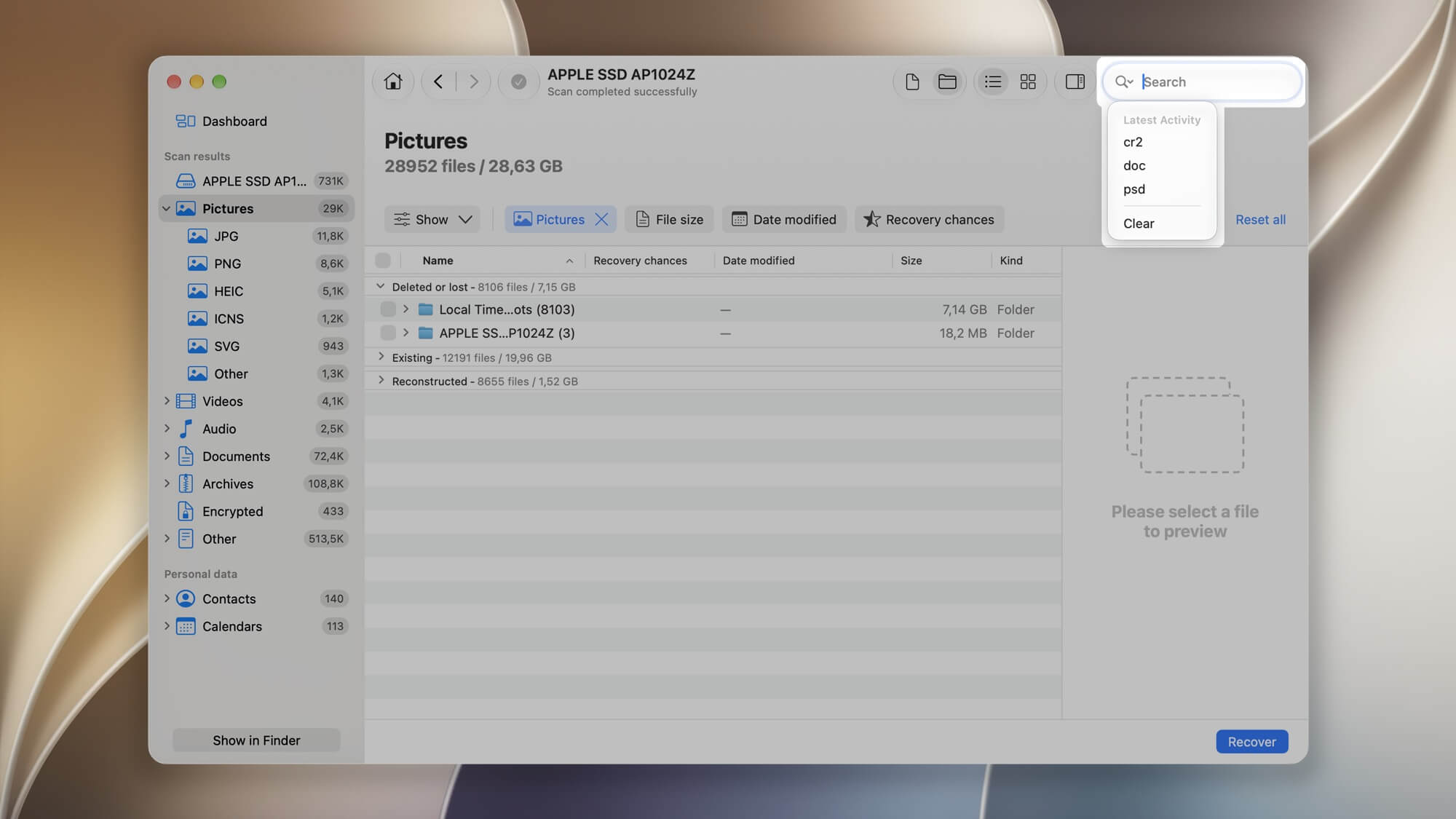 find specific lost item in disk drill step 4 macos