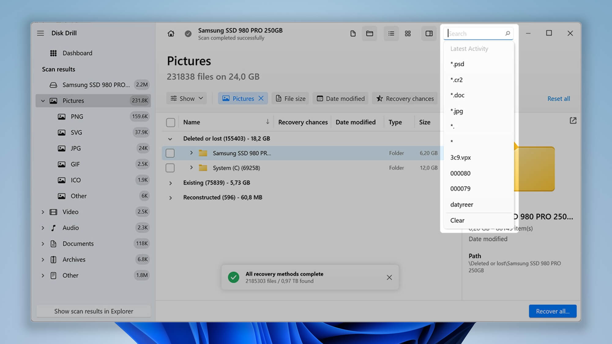 find specific lost item in disk drill step 4 windows 11