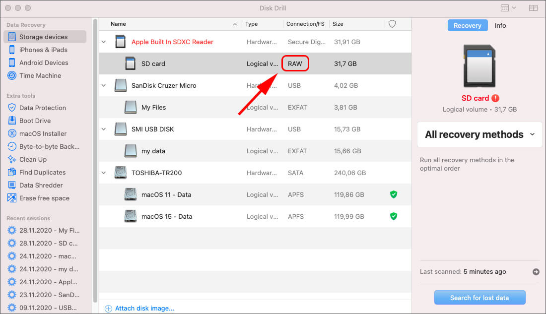 recover data from a RAW partition