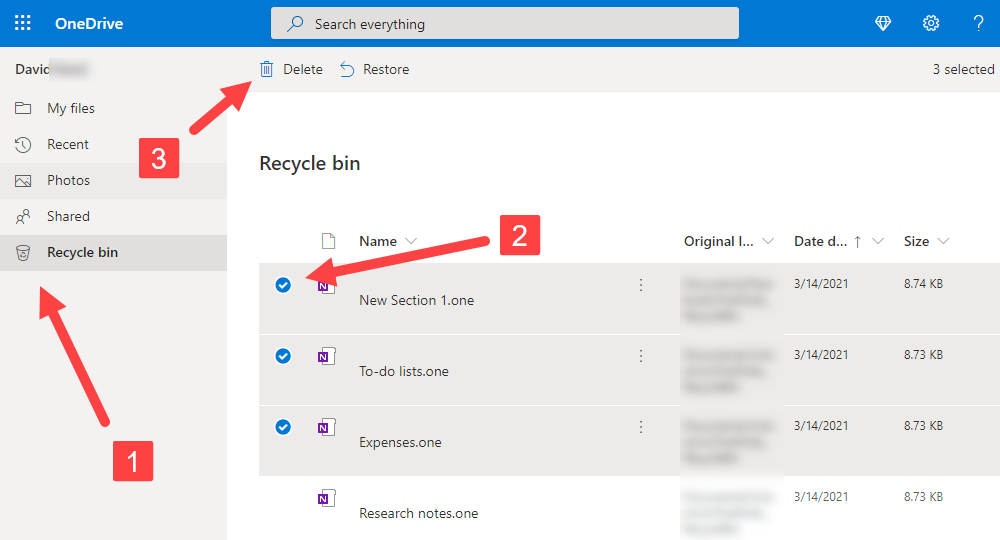 Recover Deleted Files from OneDrive Recycle Bin