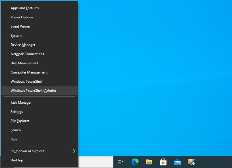 Windows 10 Quick Admin Tools menu