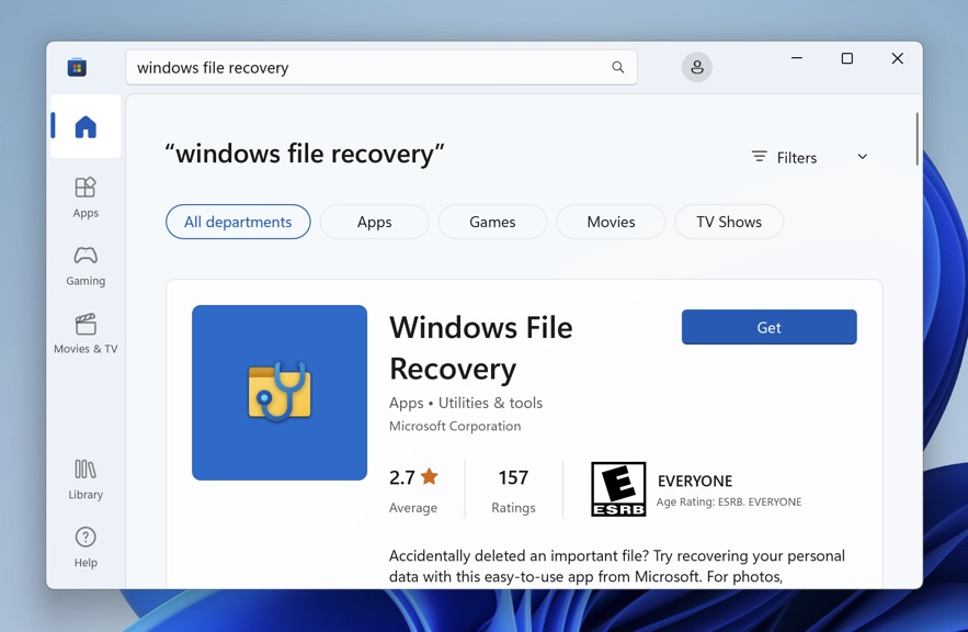 windows file recovery download