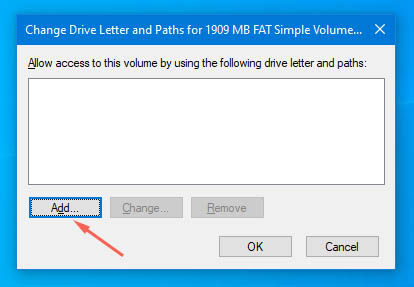 add usb drive letter via disk management windows