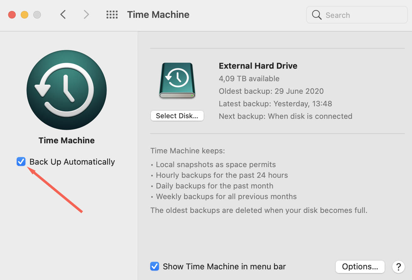 Backup Files Automatically Time Machine