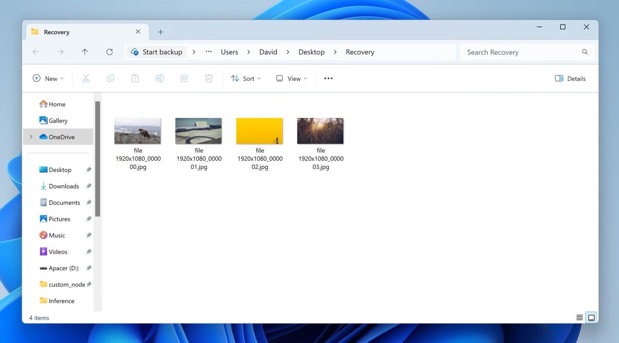 recovered files in file explorer