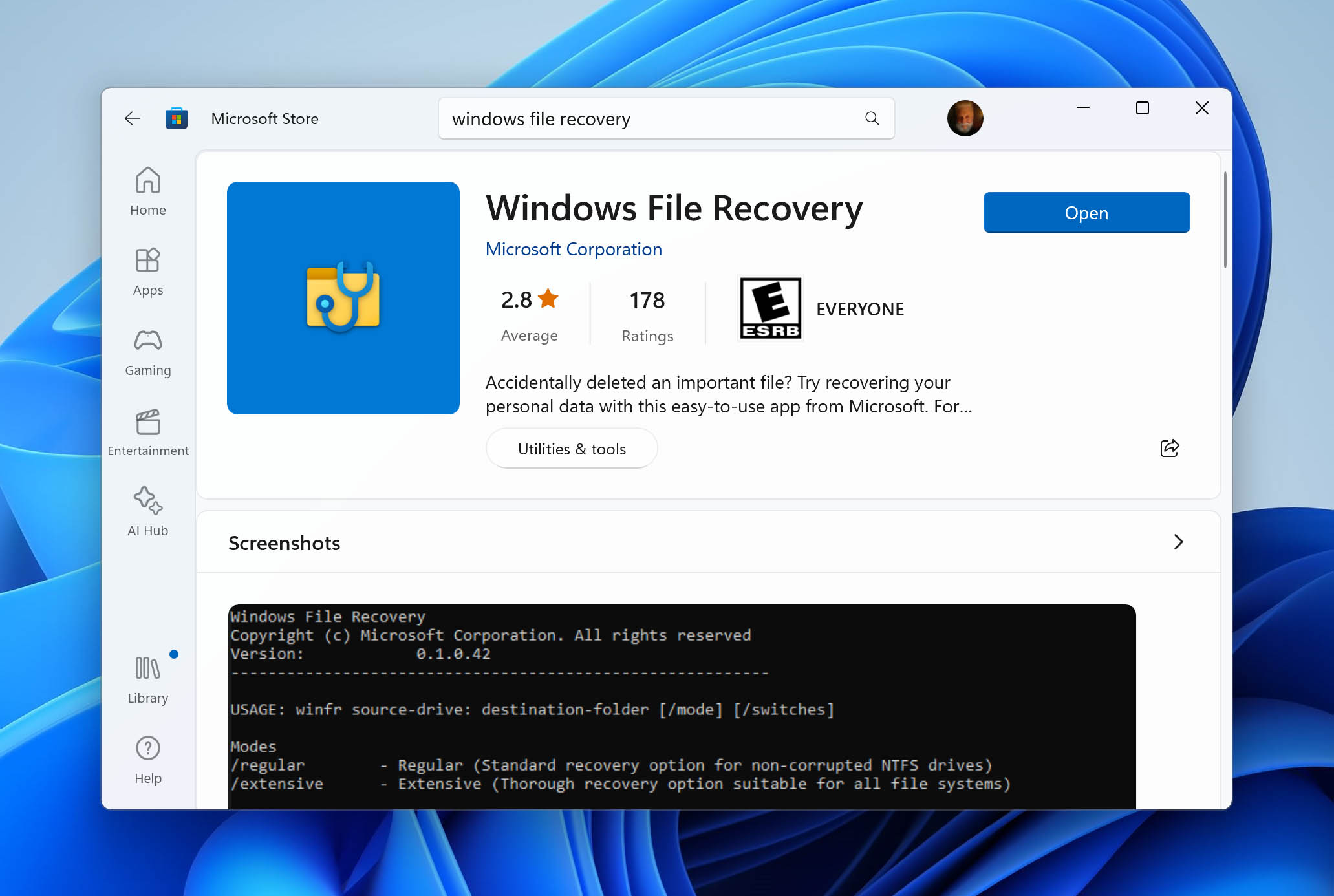 windows file recovery windows 11