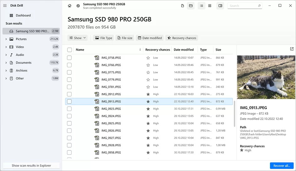 Windows용 Disk Drill - 빠른 스캔, 정밀 스캔 및 파티션 검색