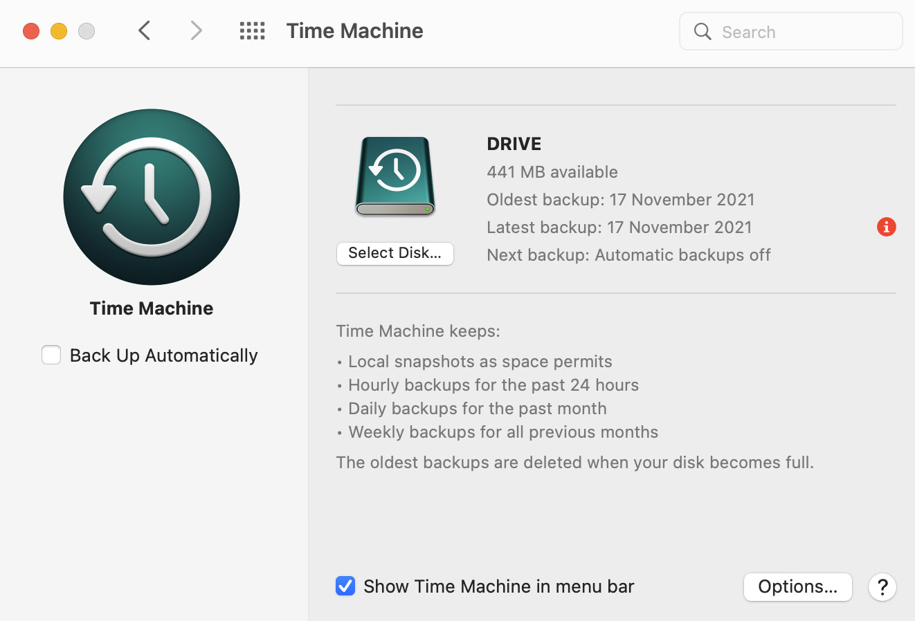 Set Up Time Machine to Automatically Back Up Your Data