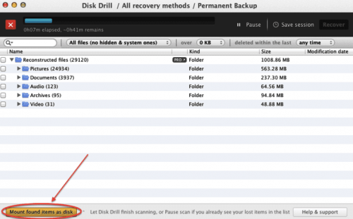 Mount Found Items as Disk