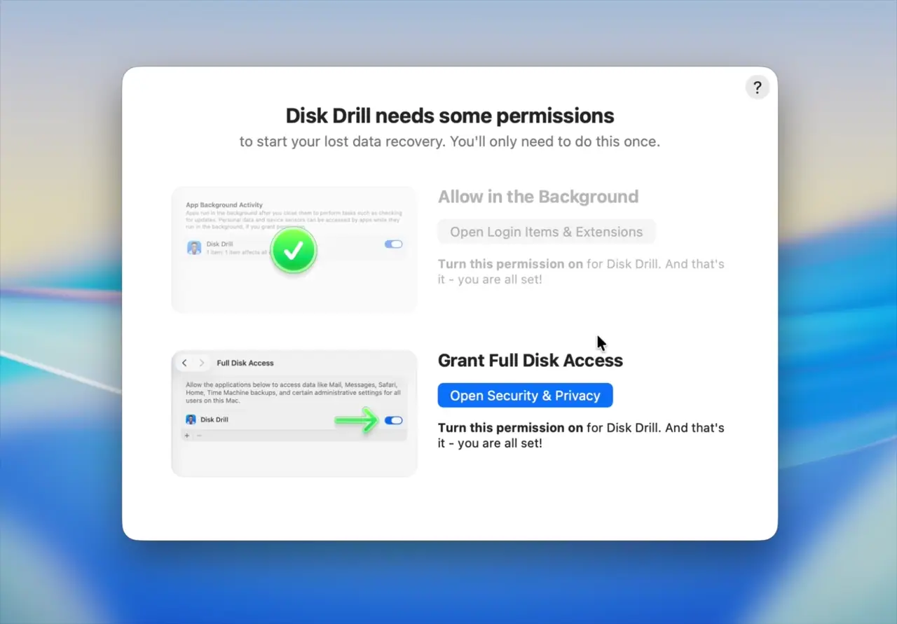 grant full disk access
