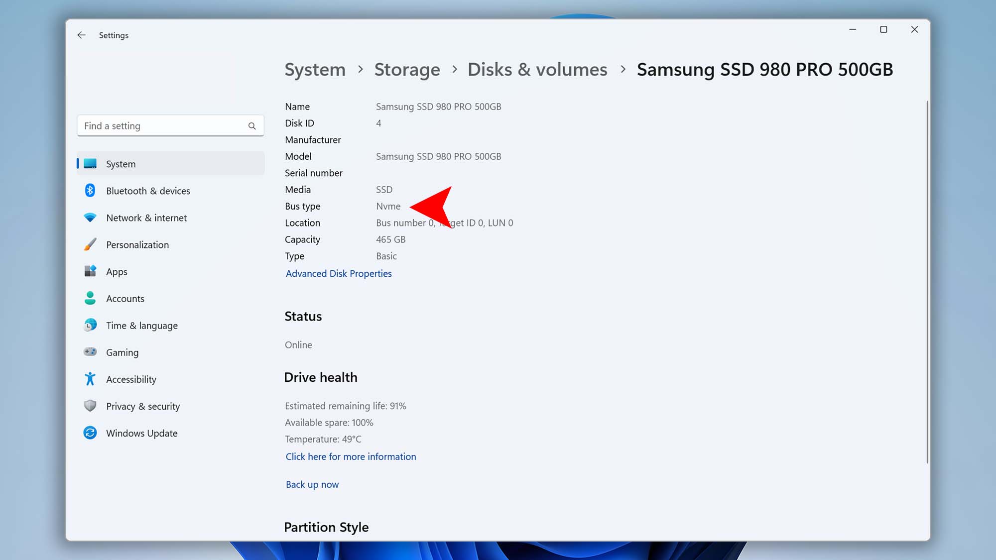 disk drill win check storage type