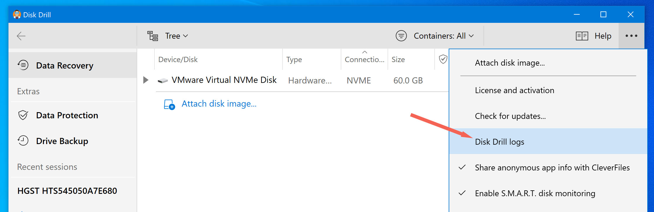 Log files for Windows