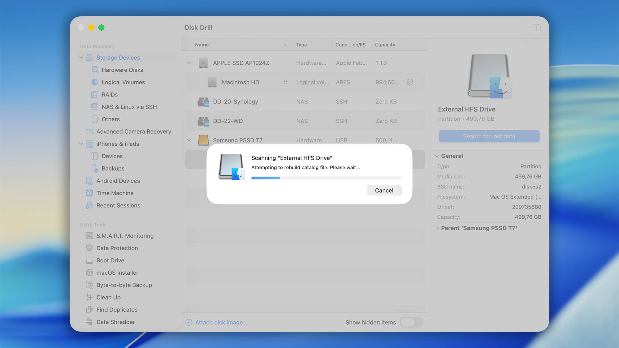 rebuild a corrupted catalog directory disk drill mac step 02