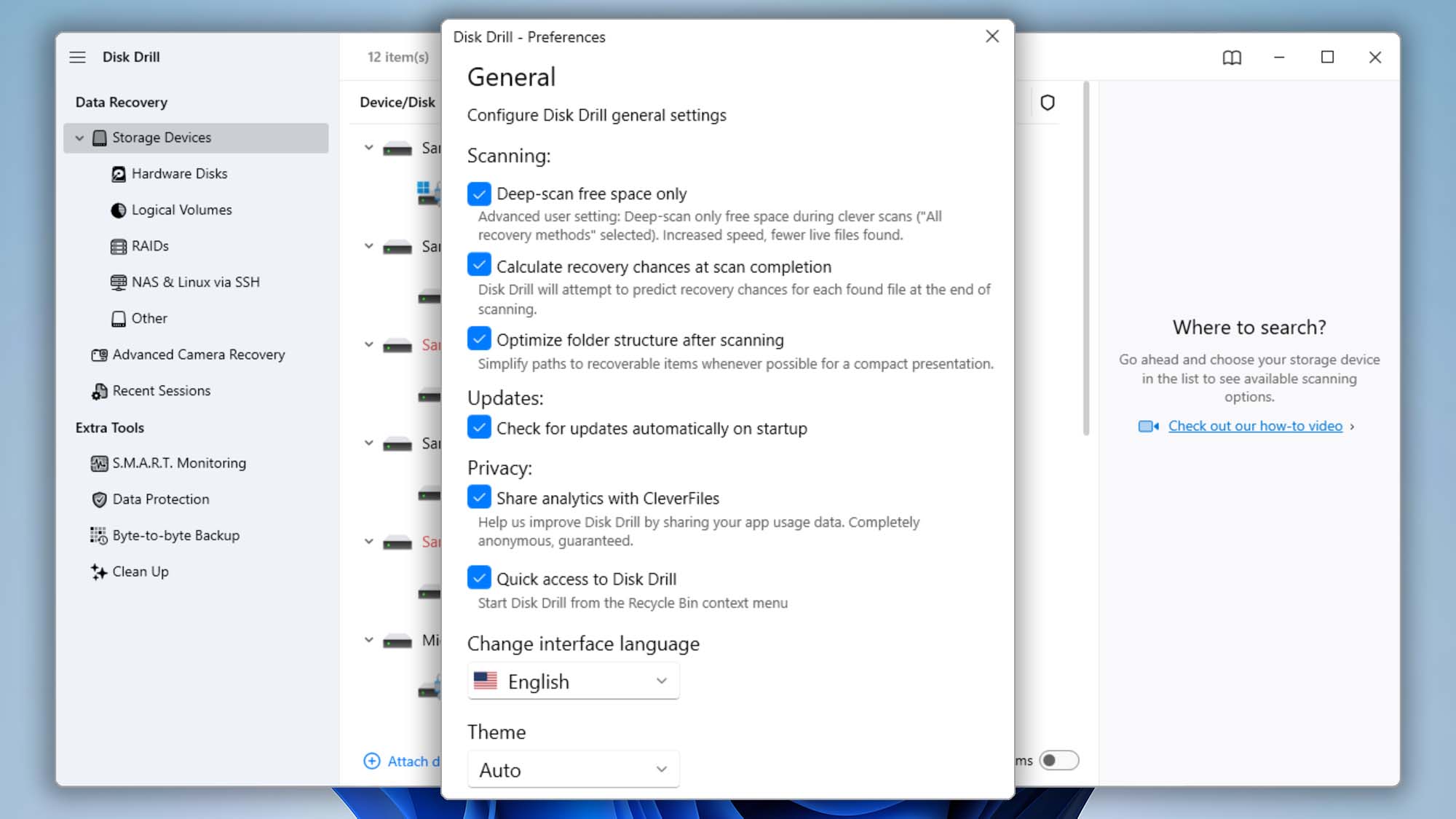 disk drill windows change language