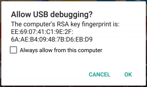 Allow Android USB Debugging Request