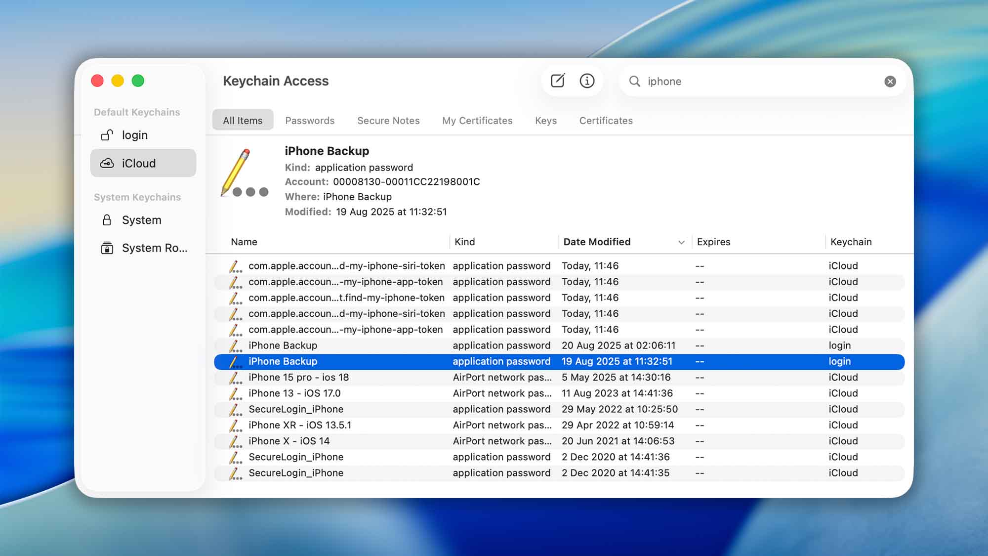 ios backup password