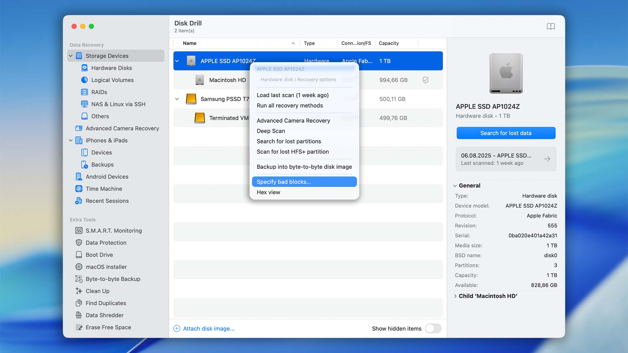 bad blocks management disk drill macos