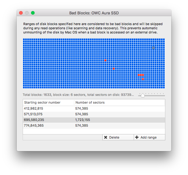 Disk Drill内に悪いブロックを特定する