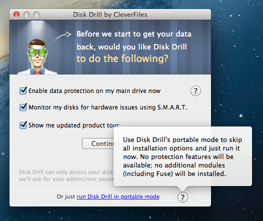 Install Disk Drill in portable mode