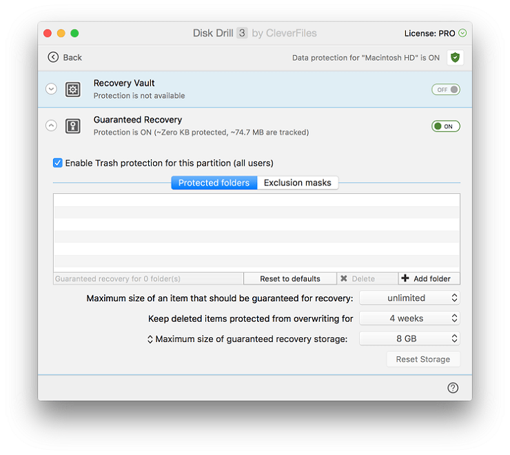 Disk Drill 3 Data Protection Options