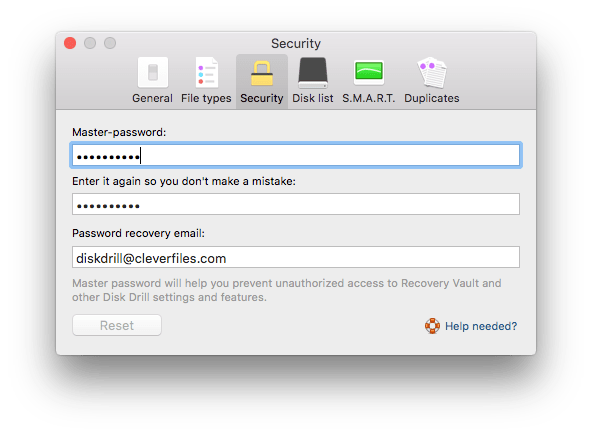 Disk Drill 3 Master Password Setup