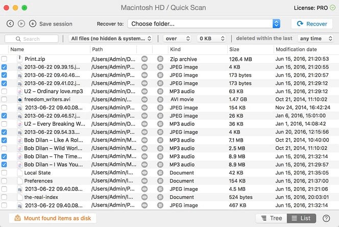 Disk Drill 3 Scan Results