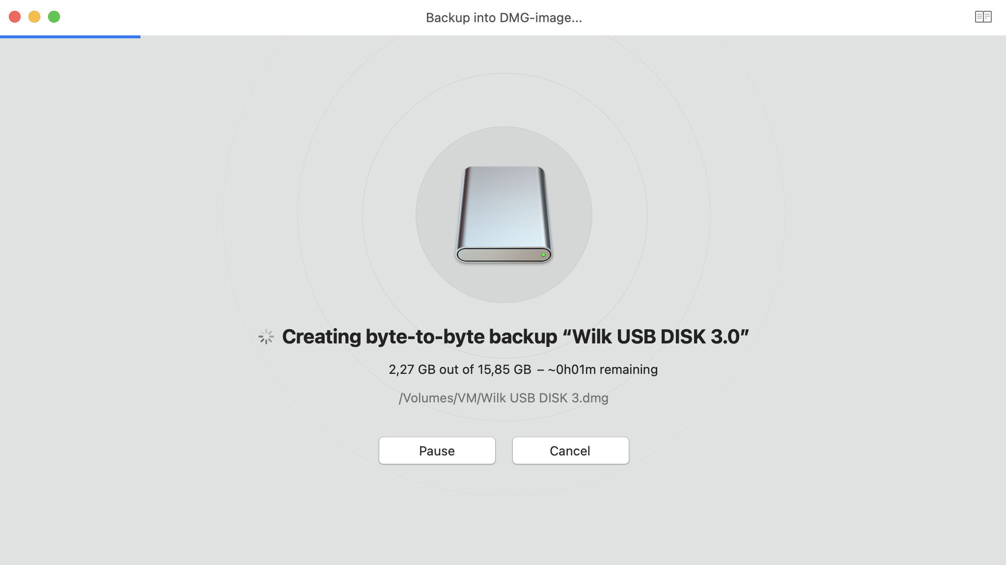 backing up drive in disk drill