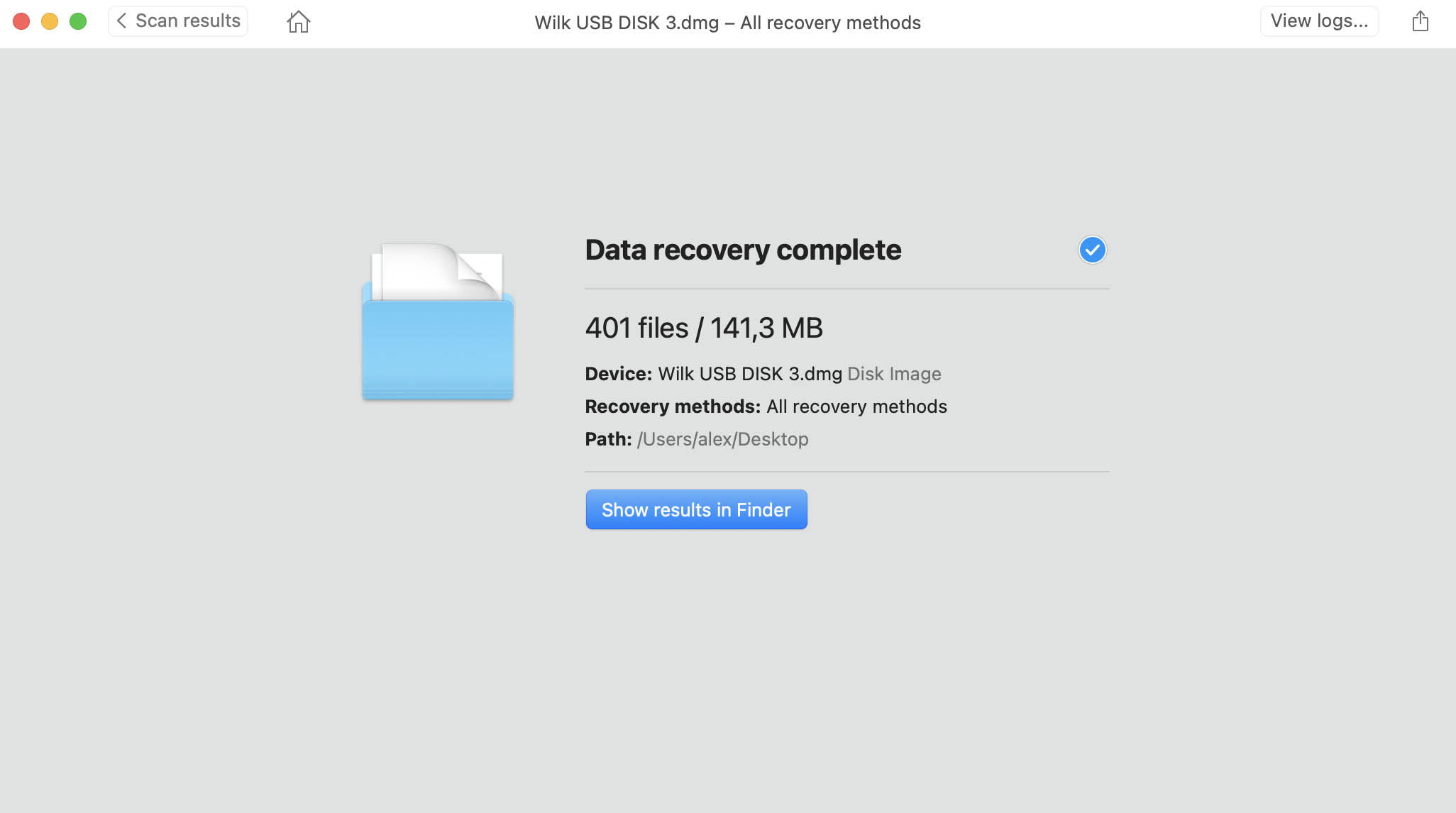 successful data recovery from disk backup with disk drill