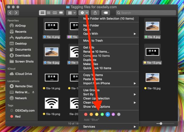 How to tag files mac gear menu
