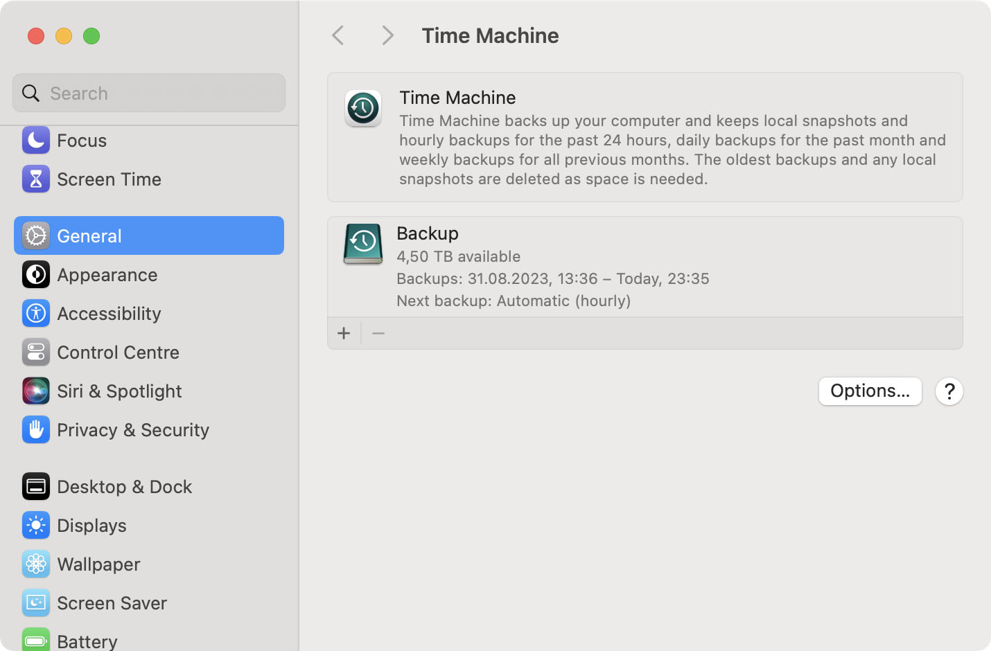 time machine backup