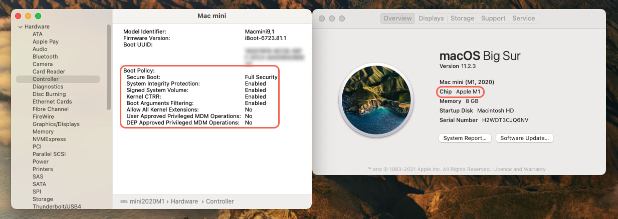 enhanced security settings in mac m1