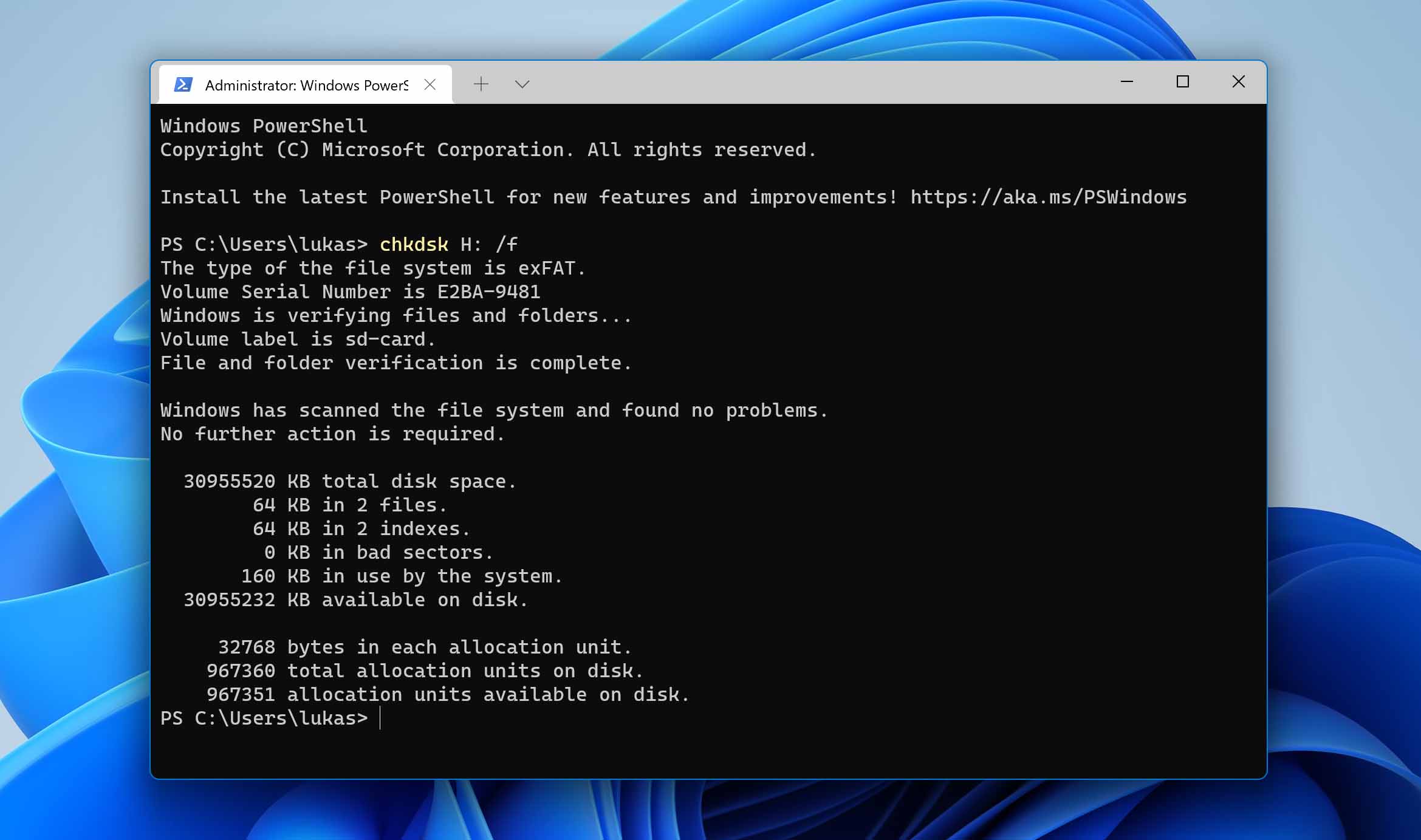 chkdsk command to recover data from an external drive