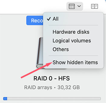 view hidden drives in disk drill macos