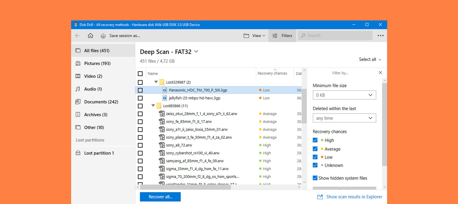 Disk Drill 4.3 for Windows - Predict Chances to Recover Lost Files