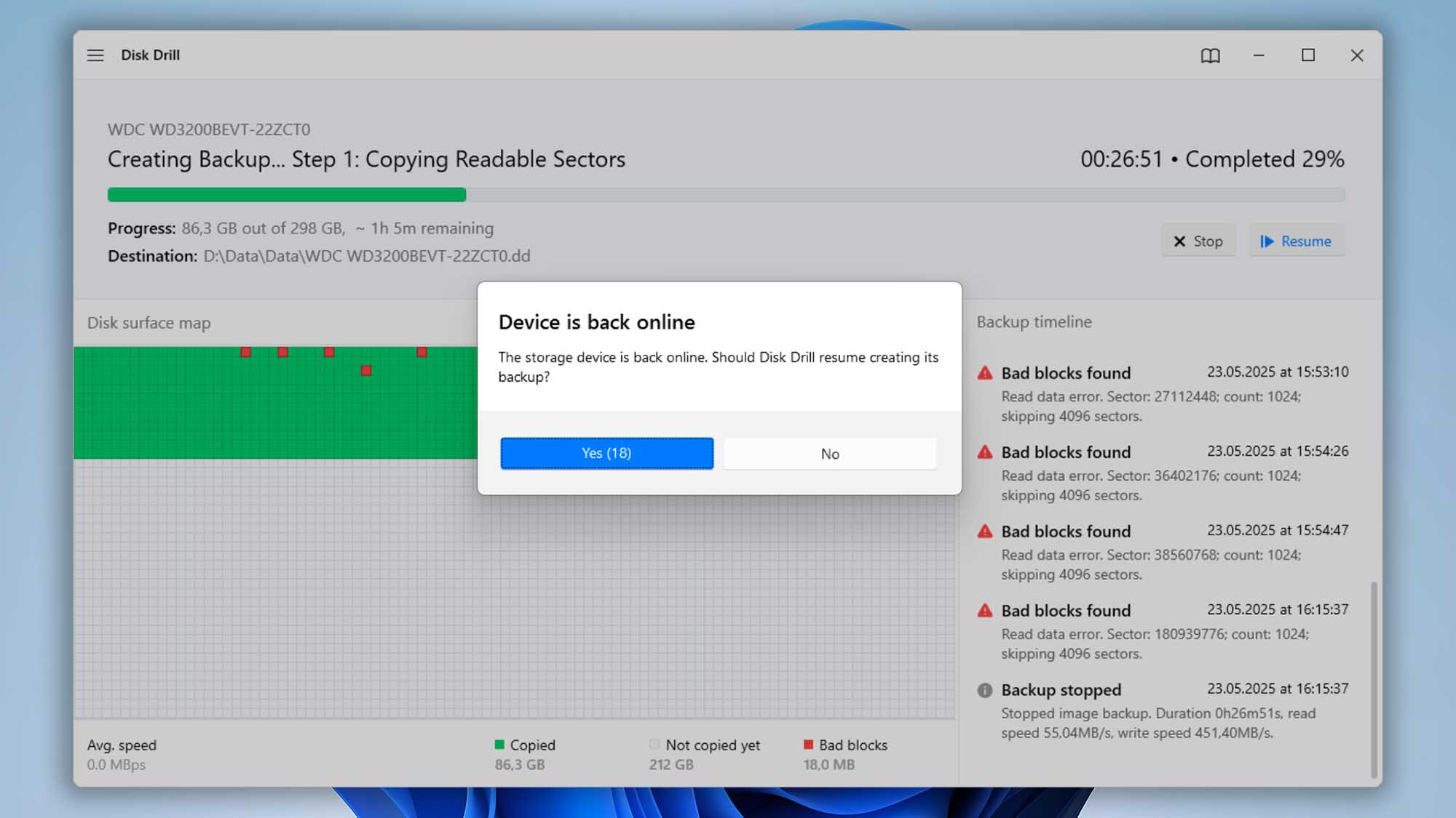 disk drill windows backup auto reconnection
