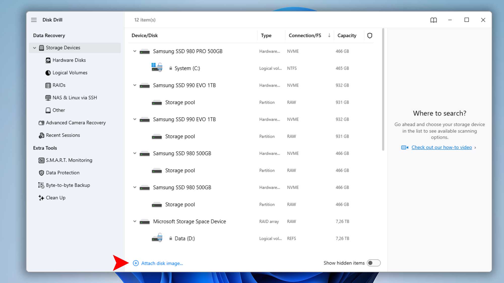 disk drill windows backup module attach backup image file