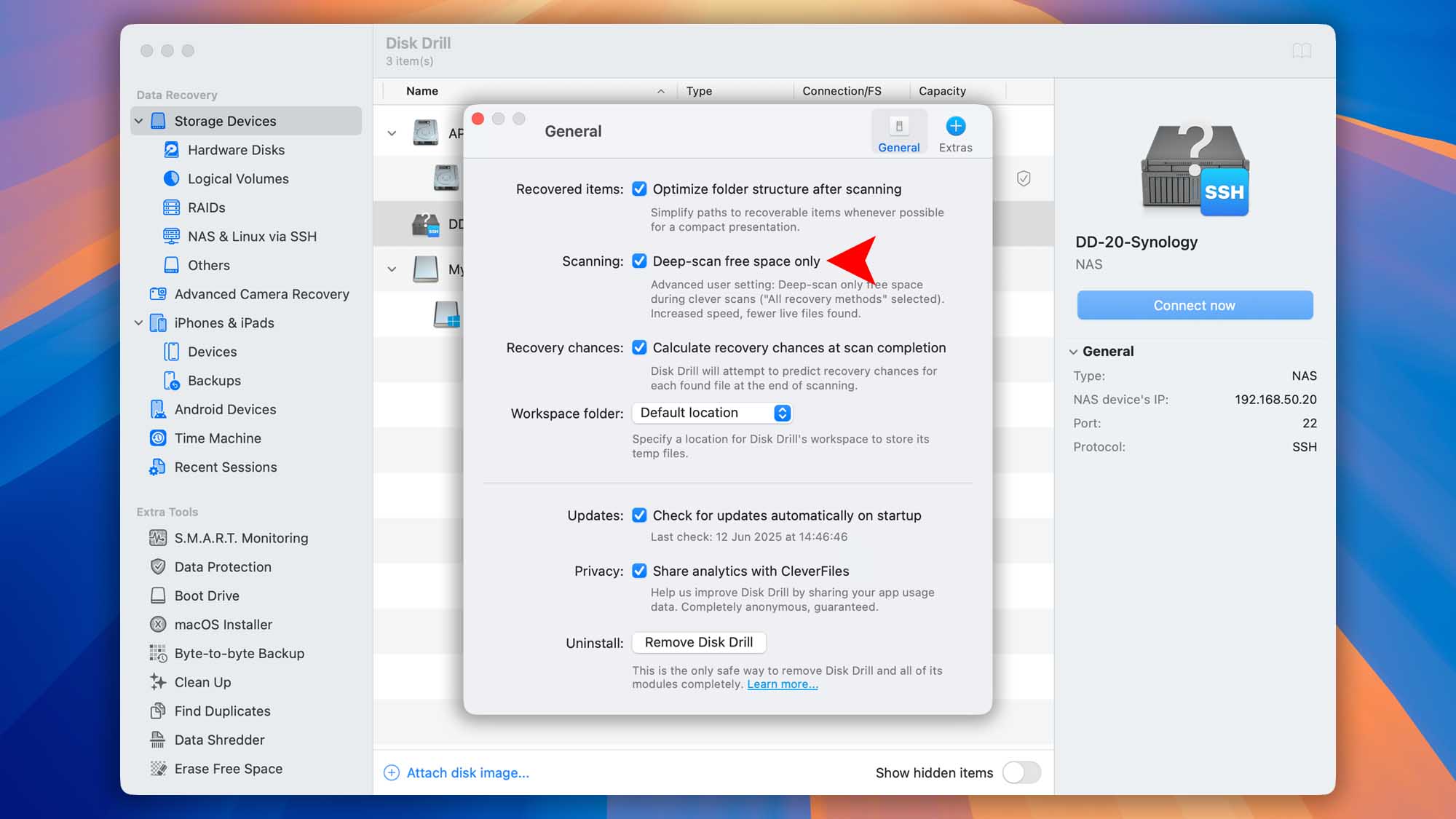 disk drill macos deep scan free space