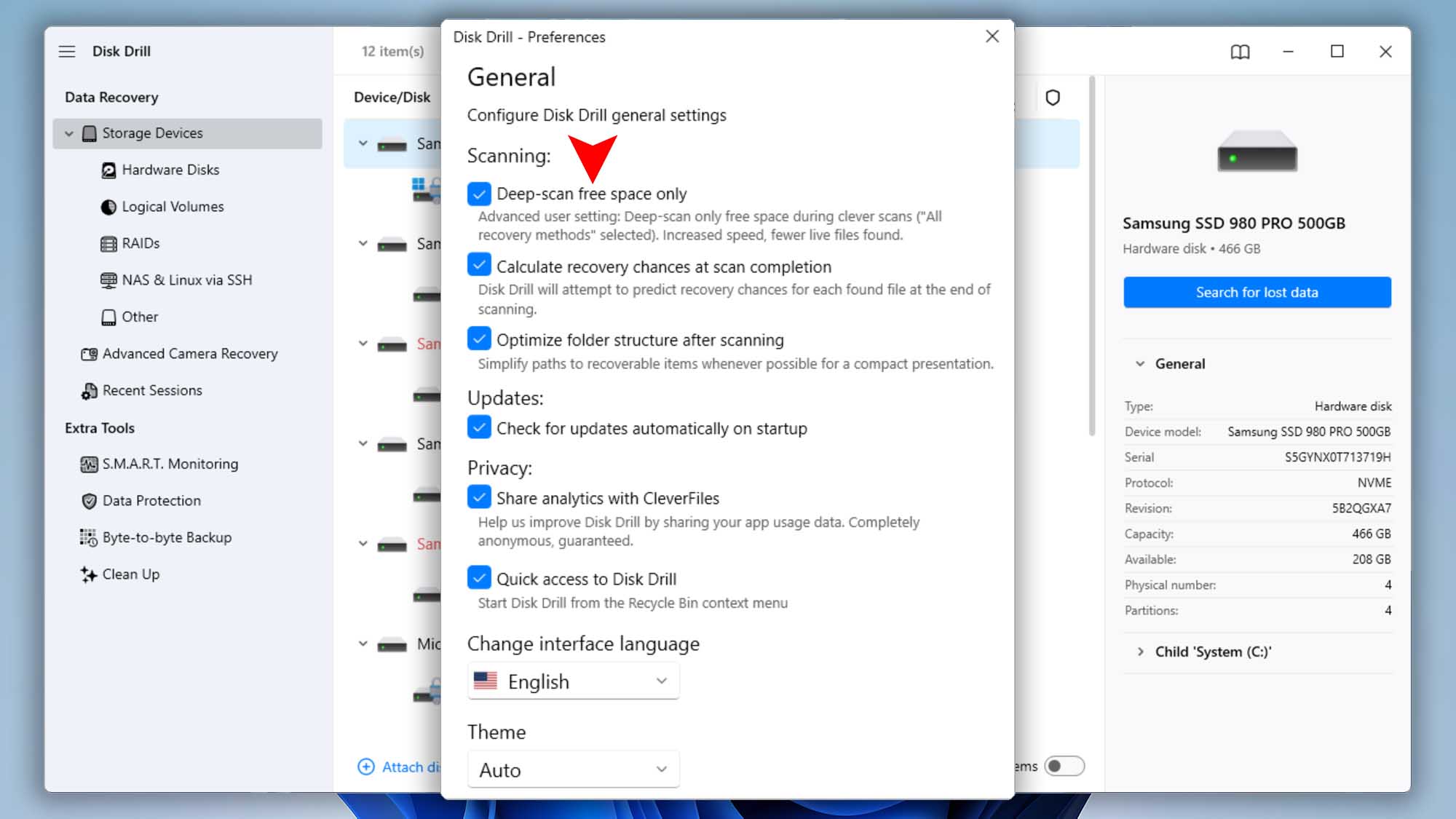 disk drill windows deep scan free space