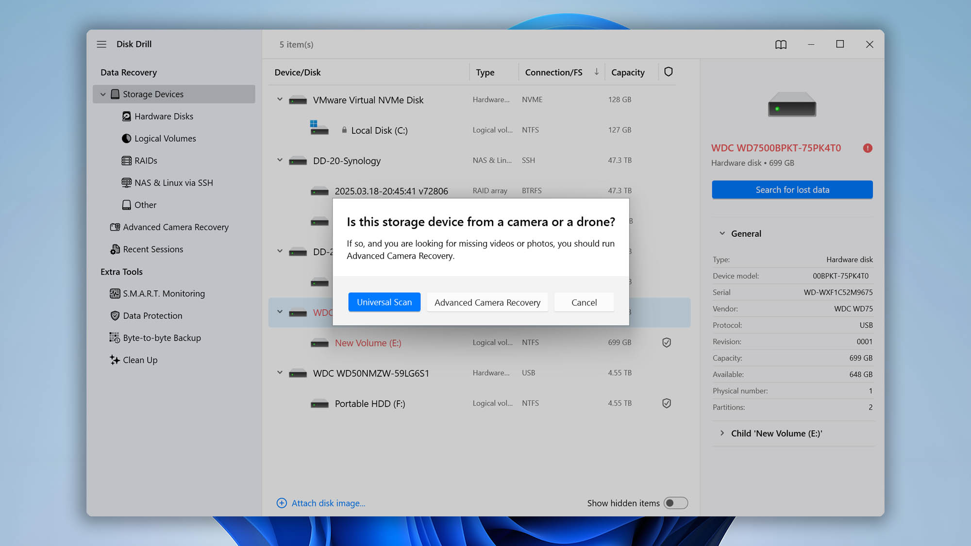 choose scanning method disk drill windows