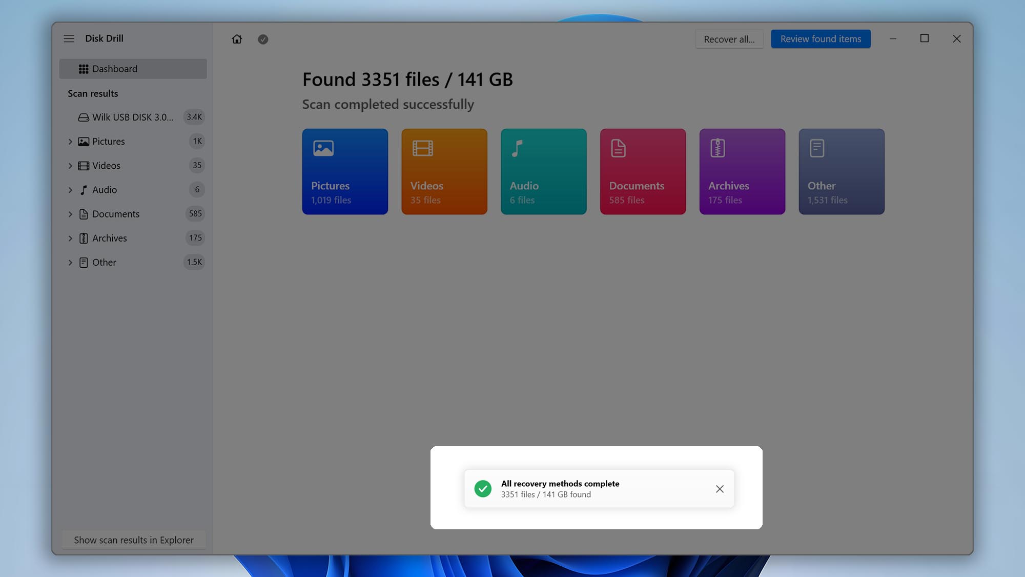 finish scan disk drill windows