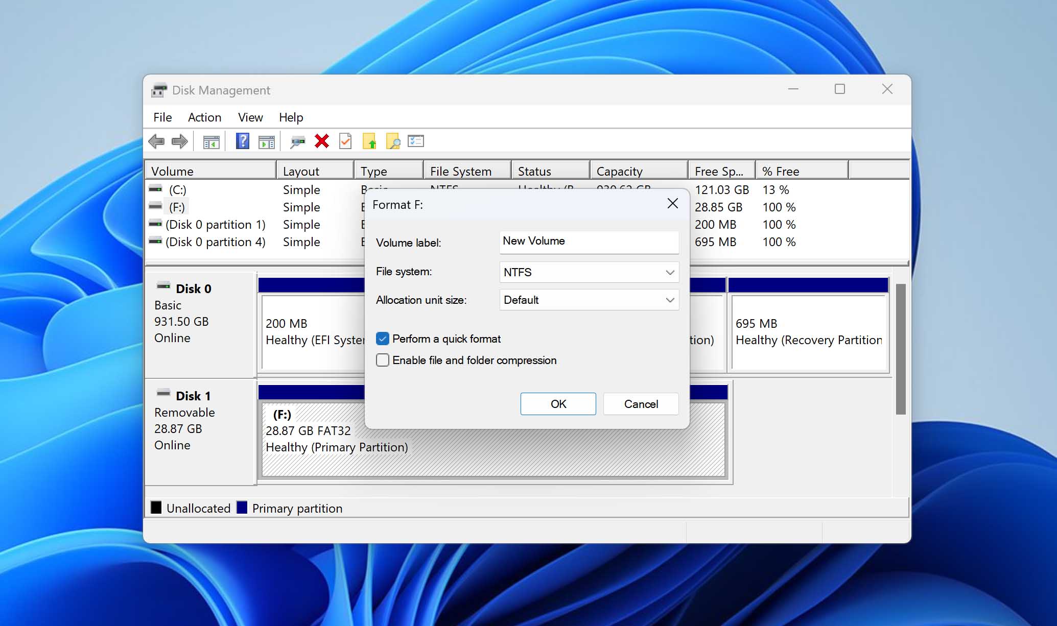 Windows format drive clean