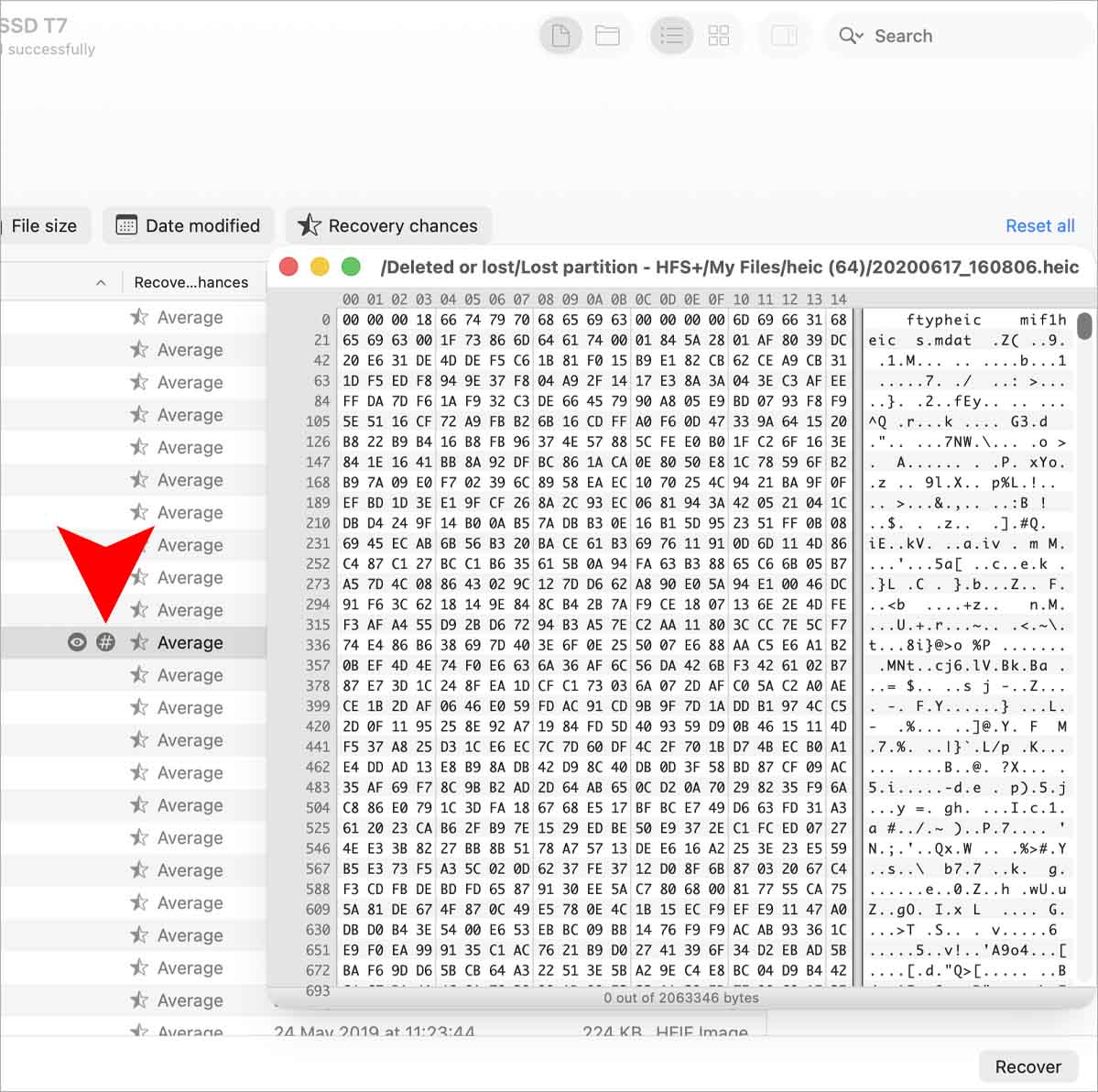 hex preview files disk drill mac