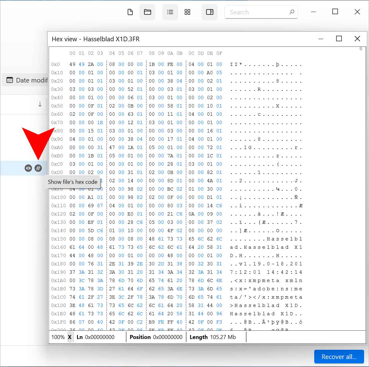 hex preview files disk drill windows