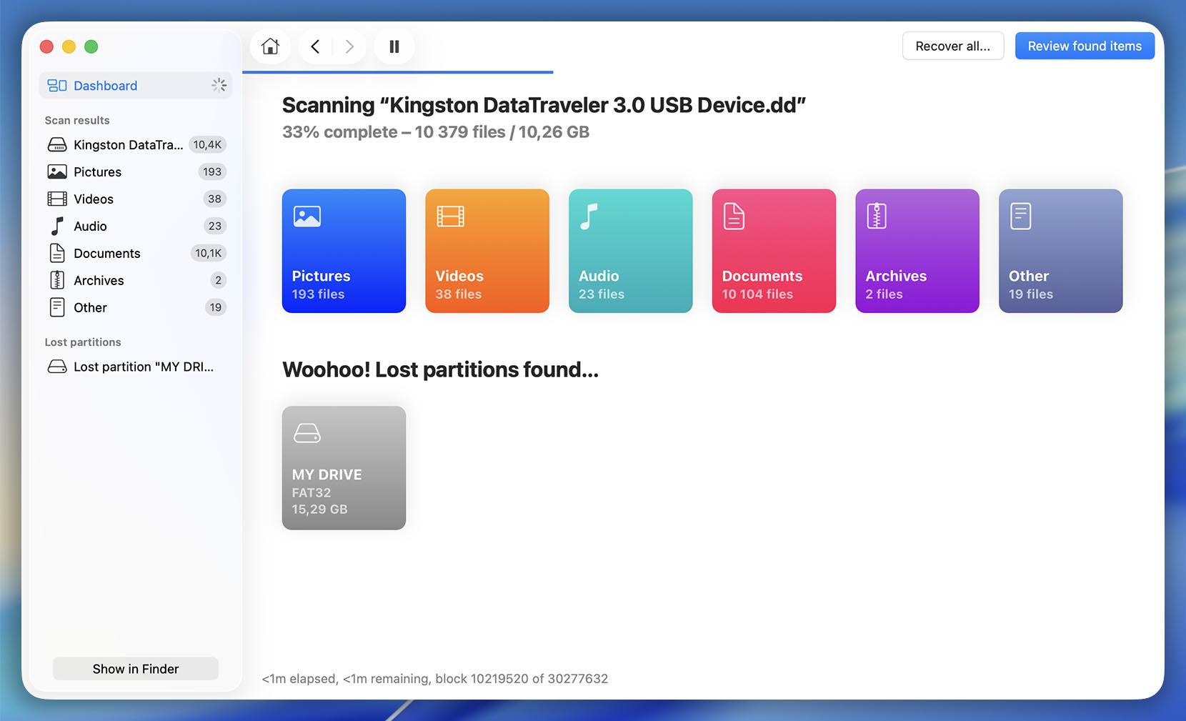 scanning with Disk Drill Data Recovery