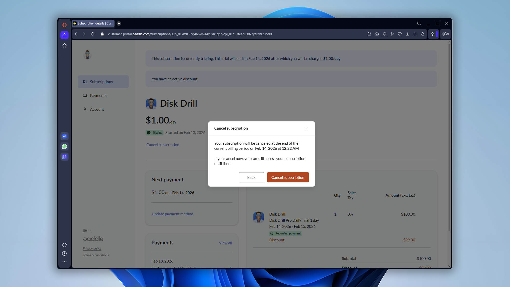 confirm the cancellation