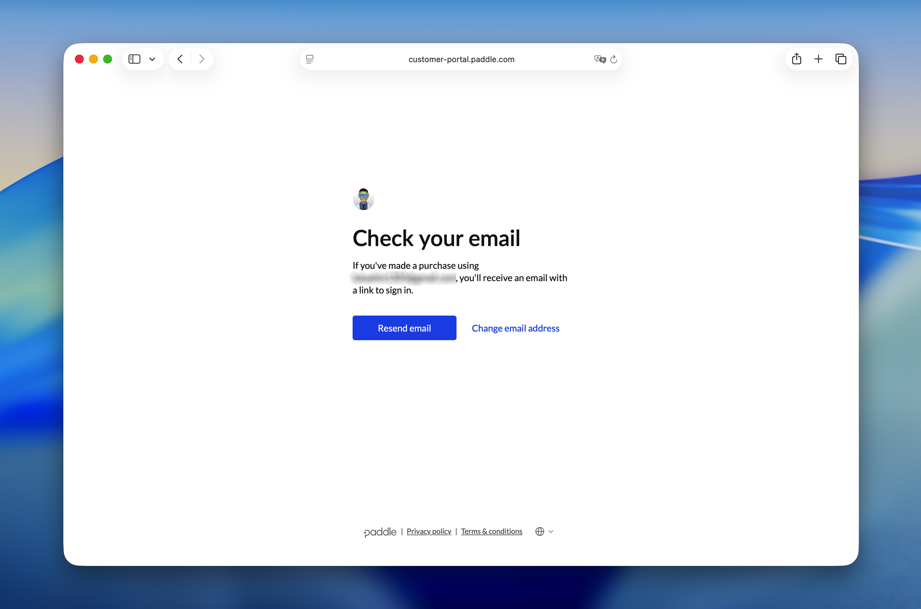 check your email for a login link