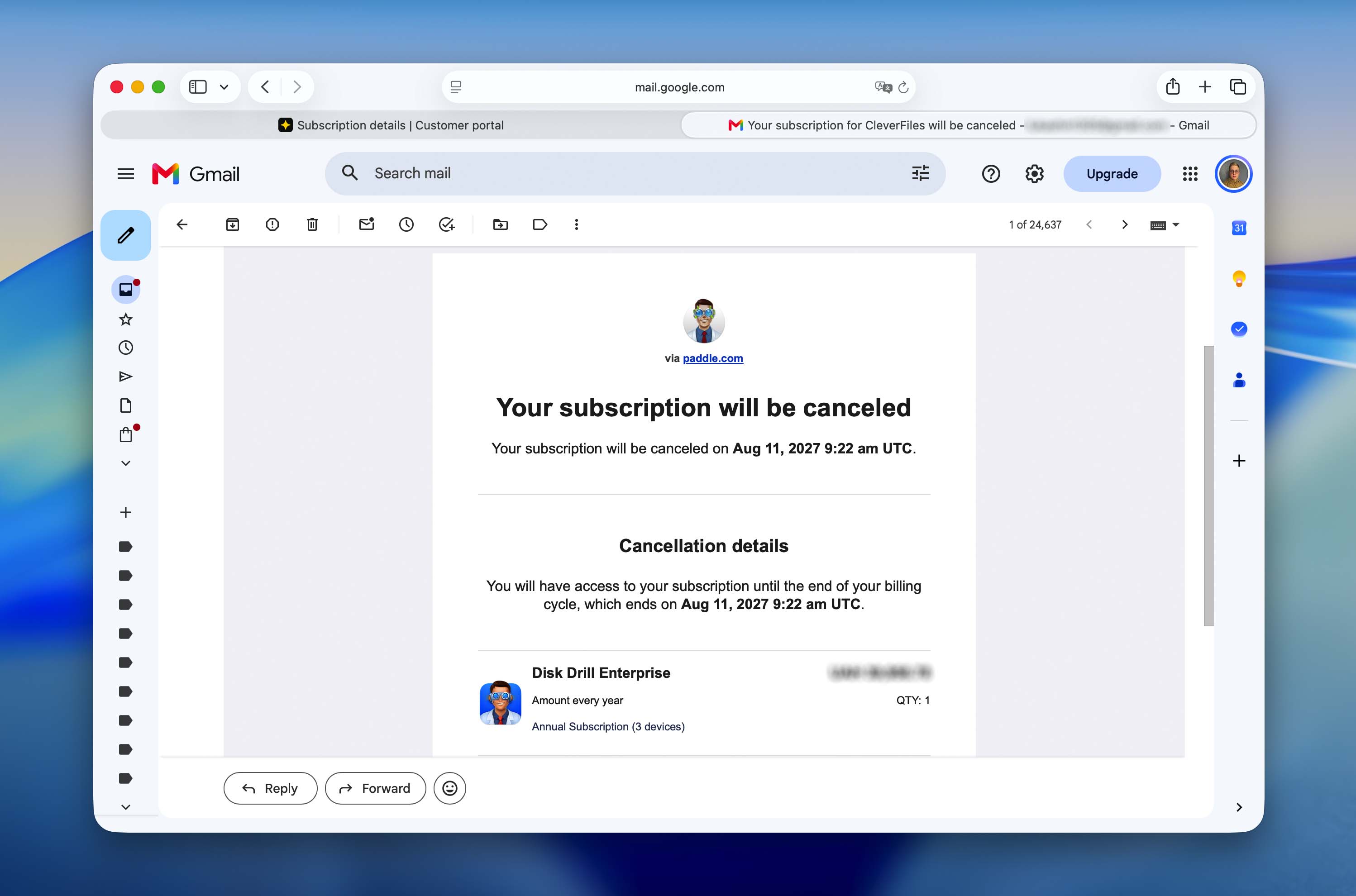 Cancellation confirmation email