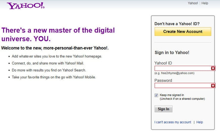 yahoo mail sign in