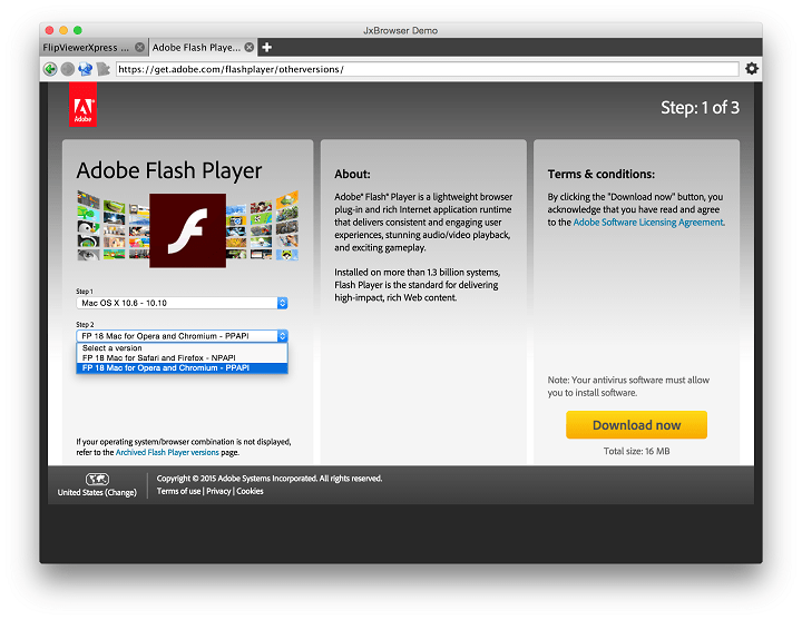 adobe flash player mac os x 10.10